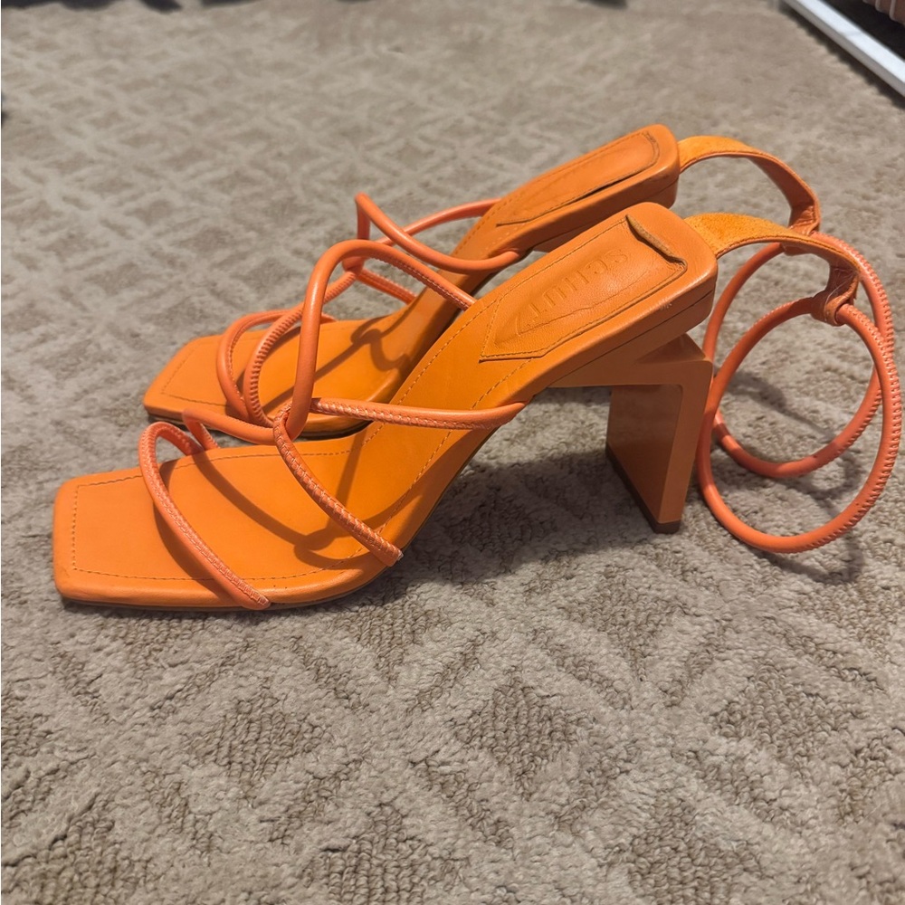 Schutz Orange Strappy Heeled Sandals